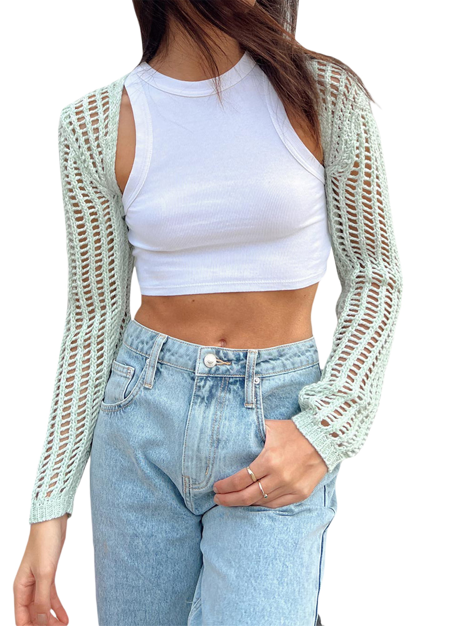 OZICERD Bolero Shrug Tube Top Going Out Tops for Women Long Sleeve Shirt  Club Top Y2k Clothing Rave Crop Tops White XS : : Clothing, Shoes  & Accessories