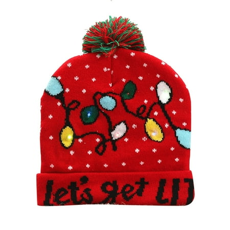 

BNisBM Luminous Christmas Hat Children Adult Autumn And Winter Warm European And American Pullover Knitted Hat Printed Woolen Hat Breakthrough