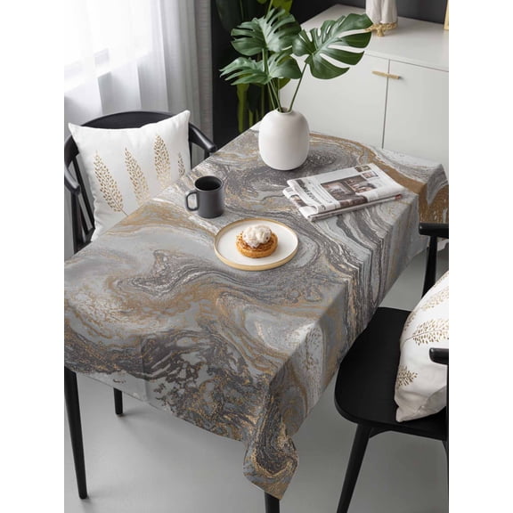 Gray Marble Tablecloth Rectangle Table Cloths 54x108, Waterproof Tablecloth Outdoor Table Cloth, Farmhouse Vintage Abstract Ombre Texture Washable Table Cover for Kitchen Dinning Party