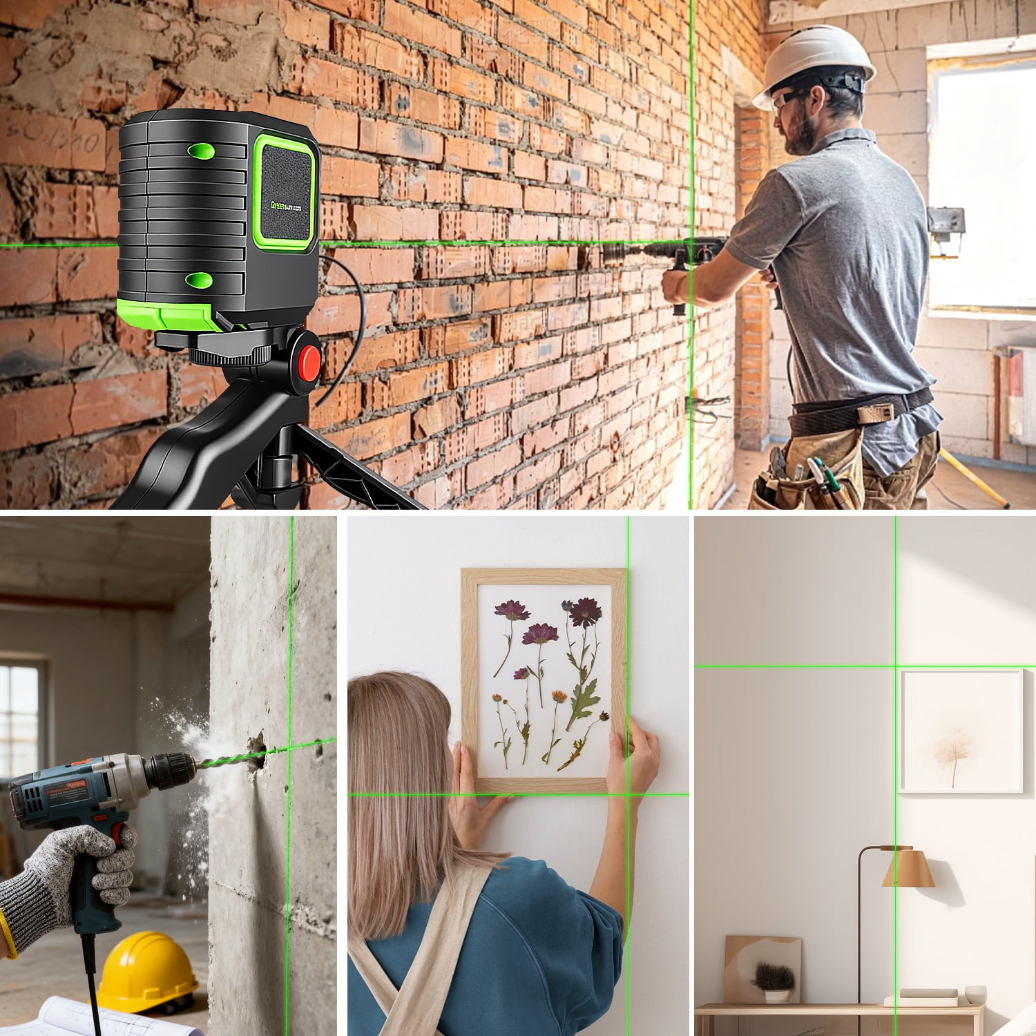 Zacenei Laser Level with Tripod,65 FT Self Leveling Cross Line Laser Leveler Tool w/ Rotatable 360° Magnetic Base,Pulse Mode,Green Laser Level for Picture Hanging,Home Renovation,Indoor Project,Black