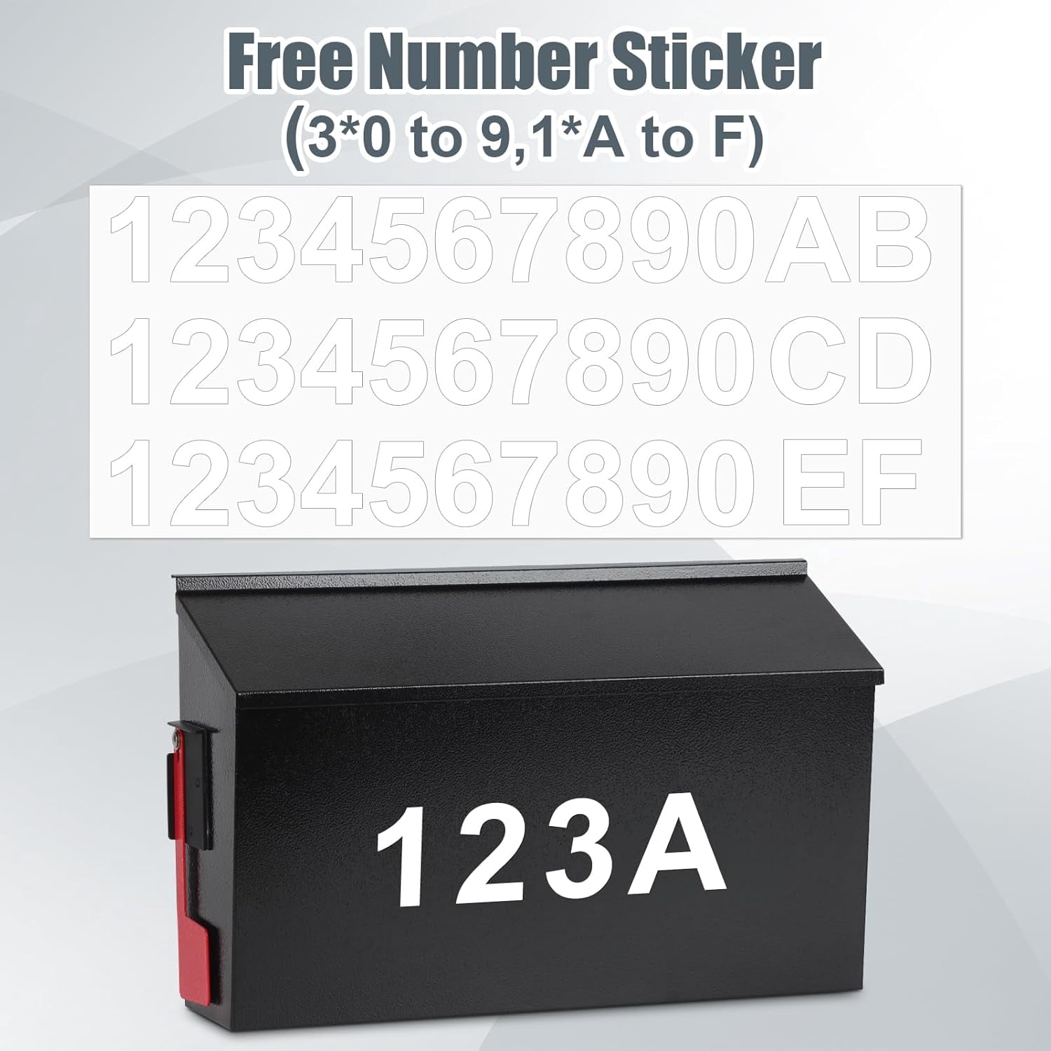 Wall Mount Mailboxes for Outside with Flag and Number Stickers,Galvanized Steel Rust-Proof Metal Post Box,Large Capacity Mail Box for House,15.7"x9.9"x4.9" Black