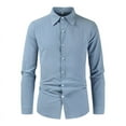 thumbnail image 6 of Patlollav Men Long Sleeve Shirts Solid Casual Turn-Down Collar Pocket Button Blouse, 6 of 6