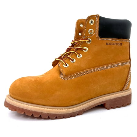 Men s Waterproof Work Boots 6 Nubuck Leather Lug Sole Insulated Hiking Ankle Shoes