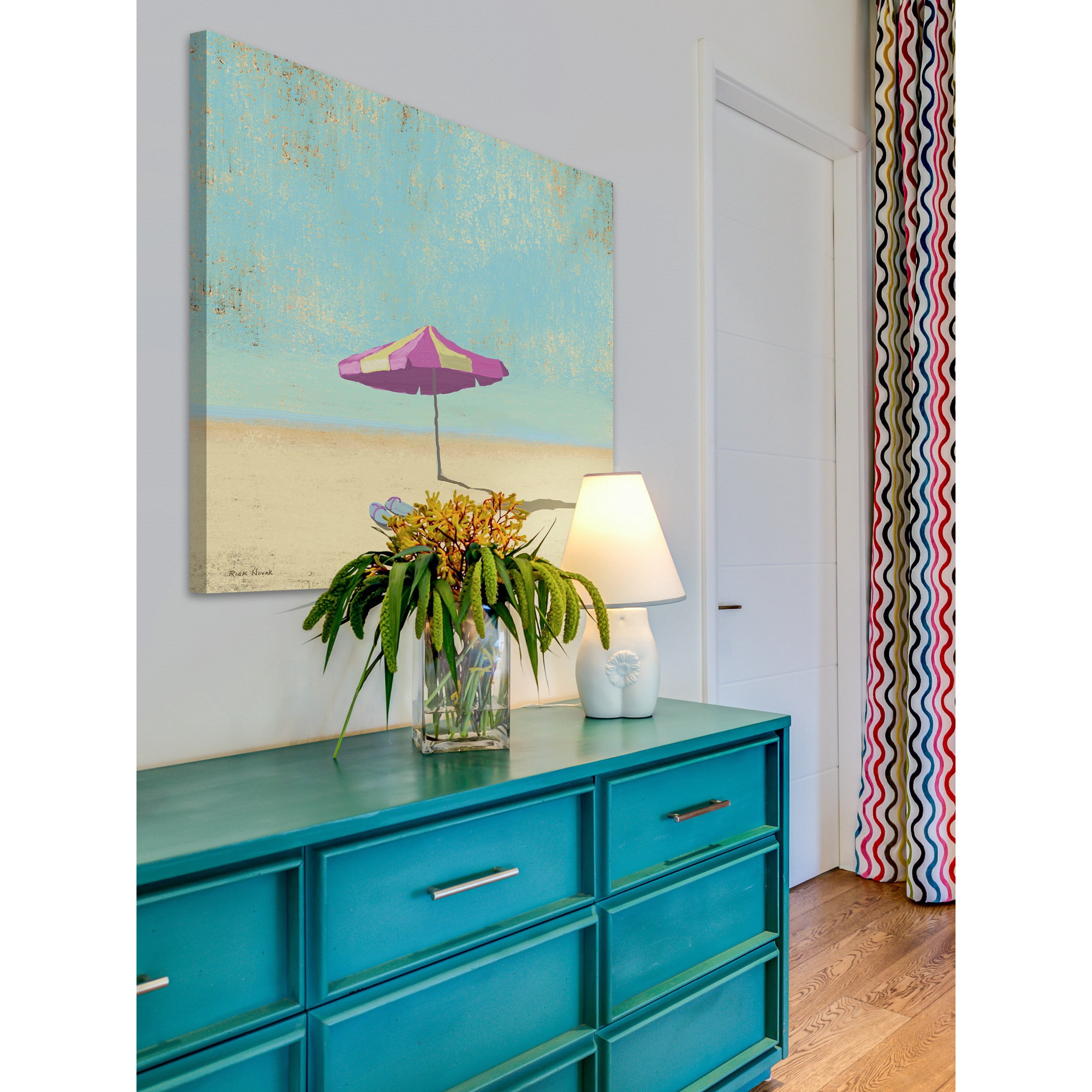 Marmont Hill "Pink Umbrella" by Rick Novak Painting Print on Wrapped Canvas