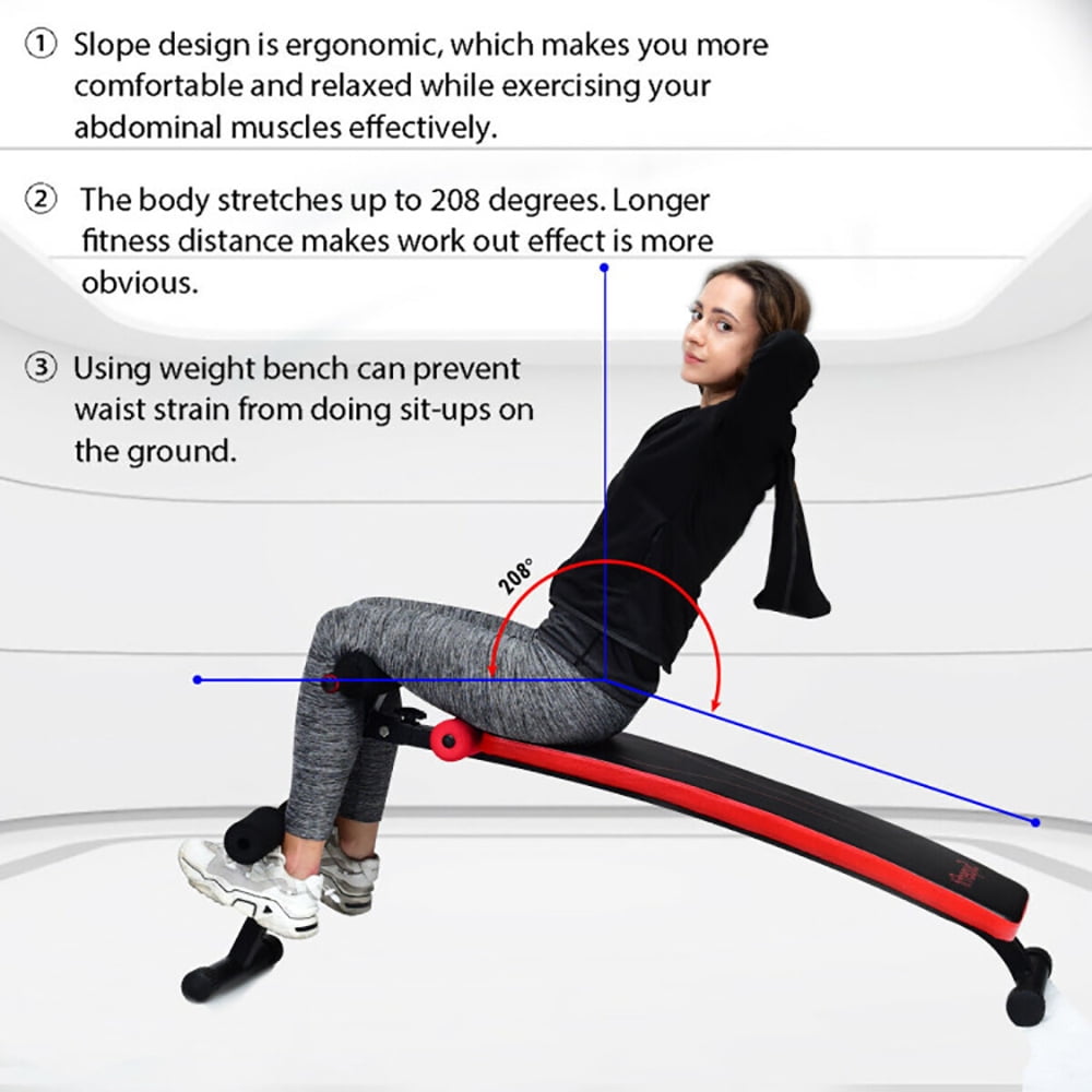 Kadyn Adjustable Ab Sit Up Bench, Exercise Bench, Workout Bench,Folding Weight Bench Adjustable Sit-up Board Workout Slant Bench-Red