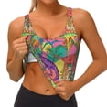 thumbnail image 4 of Vsdgher Colorful Dinosaur Print Women Sleeveless Athletic Tank Top Built-in Bra Camisole Sports Vest for Yoga Running Fitness Exercise with Removable Pads, 4 of 8