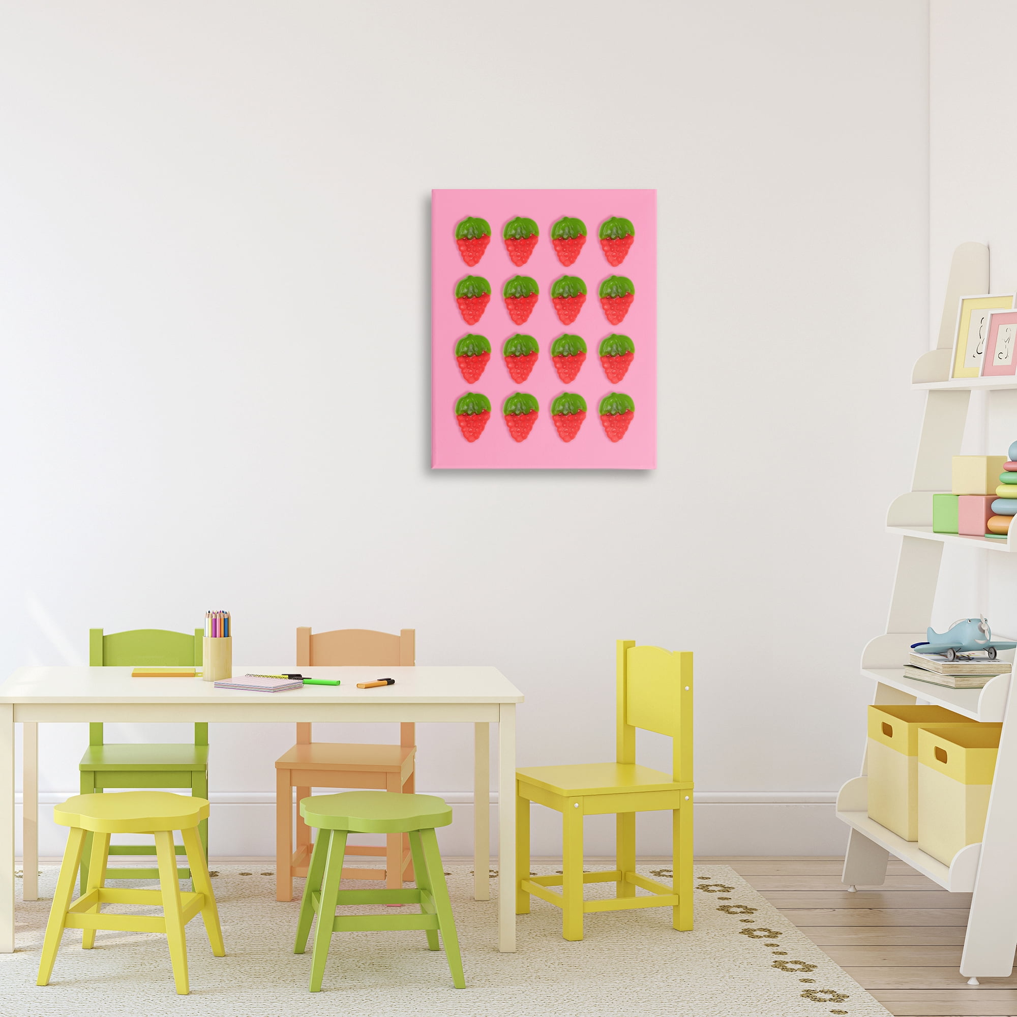 Stupell Industries Gummy Strawberry Candy Pattern Canvas Wall Art, design by LISH Creative
