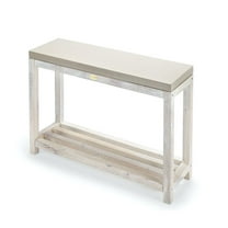 Indoor or Outdoor Bali Earth Cement Console Serving Bar Table with Lower Shelf - 34"L x 11"W x 24"H