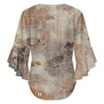 thumbnail image 6 of Floral Pattern Muted Tones Fabric Women's V-Neck Blouse With 3/4 Ruffled Bell Sleeves Casual Top Ladies Blouses, 6 of 7