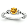 thumbnail image 1 of 925 Sterling Silver Rhodium Plated Diamond and Citrine Round Ring, 1 of 2
