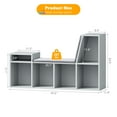 thumbnail image 3 of Grey Kids Bookshelf with Reading Nook,5-Cubby Nursery Bookcase with Seat Cushion Wooden Toy Storage Organizer Corner Bench for Playroom,Bedroom,Living Room, 3 of 8