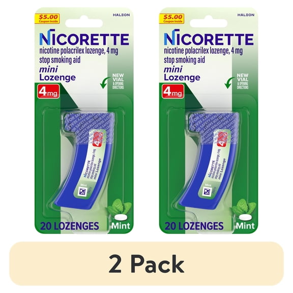 (2 pack) Nicorette Mini Nicotine Lozenges to Stop Smoking, Mint Flavor, 4 Mg - 20 Count