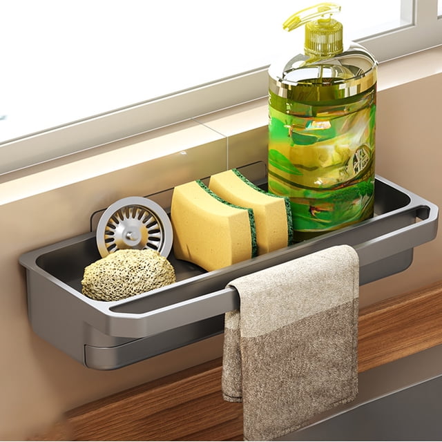 Xihbxyly Estante de Cocina, Organizador de Drenaje Que Ahorra Espacio, Elegante Almacenamiento de Pared, Diseño Eficiente de Canalización de Agua, Suministros de Limpieza para El Hogar, Configuración