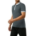 thumbnail image 6 of Blotona Men's Short Sleeve Polo Shirts Quarter-Zip Casual Slim Fit Lapel Neck Contrast Color Basic Designed Shirts, 6 of 10