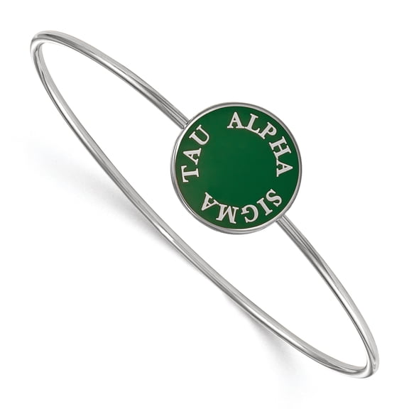 Sterling Silver Official Licensed Greek Sororities 7in Alpha Sigma Tau (???) Enameled Slip-on Bangle