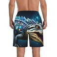 thumbnail image 3 of Yiaed Starry Sky Colorful Crocodile Print Men's Swim Trunks with Lining Quick Dry Sports Shorts Beach Shorts Boardshorts-X-Large, 3 of 5