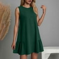 thumbnail image 2 of Women's Summer Casual Dress Round Neck Sleeveless Ruffle Tank A Line Beach Wear Comfortable Flowy Outfit Womens Casual Trendy Midi Dresses, 2 of 7