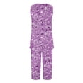 thumbnail image 4 of Conjunto de Verano para las Mujeres Impreso Cuello Redondo sin Mangas Y Pantalones, Casual de Dos Piezas para las Mujeres, 4 of 5