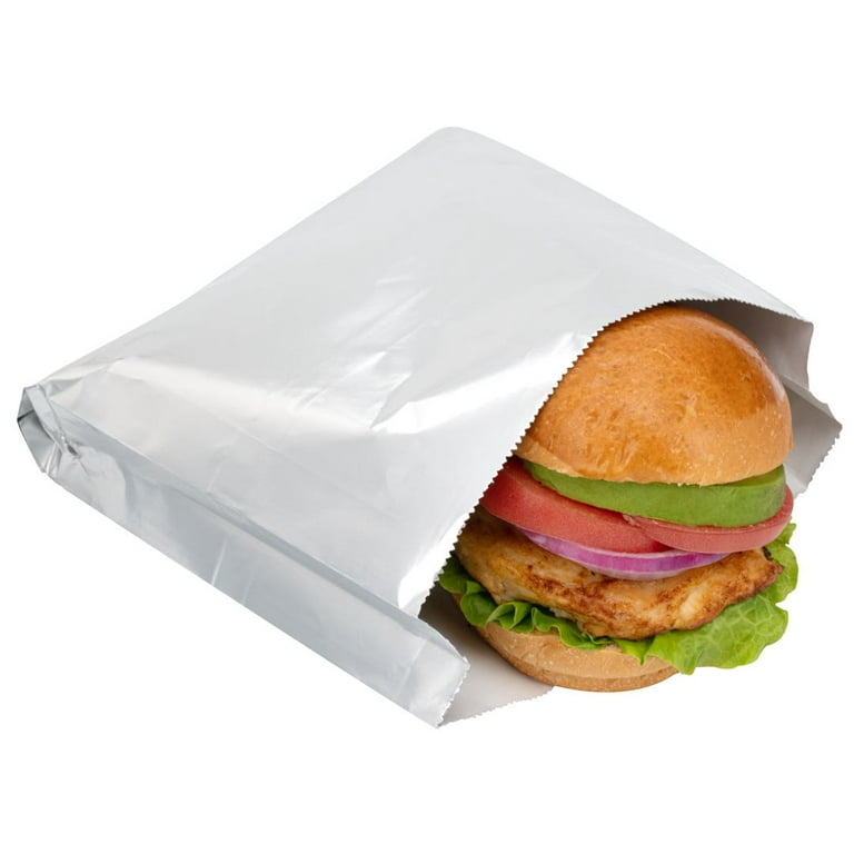 Bag Tek Foil Paper Hot Sandwich Bag - 7 3/4 x 1 3/4 x 7 3/4 - 100 count  box