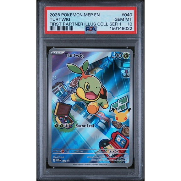 Collectible 2026 Pokemon Mega Evolution Black Star Promo First Partner Illustration Collection Turtwig #040 PSA 10