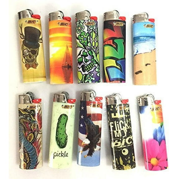 BIC Assorted Designs Lighters, Brand New, Available in Multiple Quantities (10)