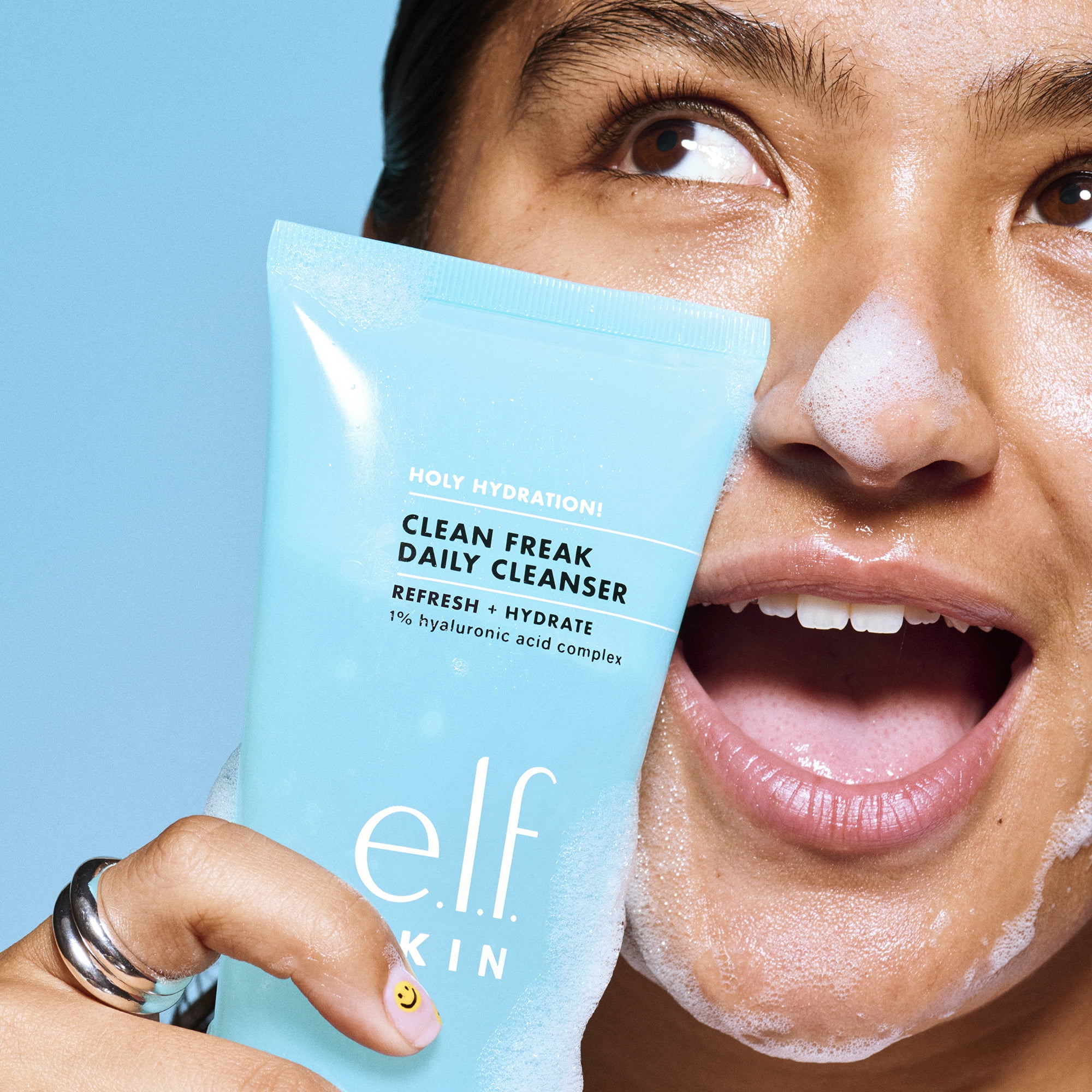 e.l.f. SKIN Holy Hydration! Clean Freak Daily Cleanser, Gentle Hydrating Gel Face Cleanser, 1% Hyaluronic Acid Complex, 5.5 fl oz