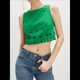 thumbnail image 4 of Blusa de Mujer Sin Mangas con Cuello Redondo, Dobladillo Ondulado con Colores Contrastantes y Bordado Verde L, 4 of 7