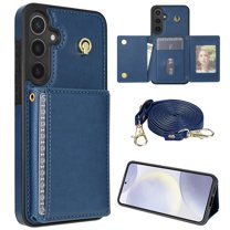 TECH CIRCLE for Samsung Galaxy S25 Plus Wallet Case 6.7" 2025, Lightweight Cossbody Phone Case with RFID Blocking Flip Wallet, 5 Card Slots, PU Leather Protective Cover with Shoulder Strap, Blue