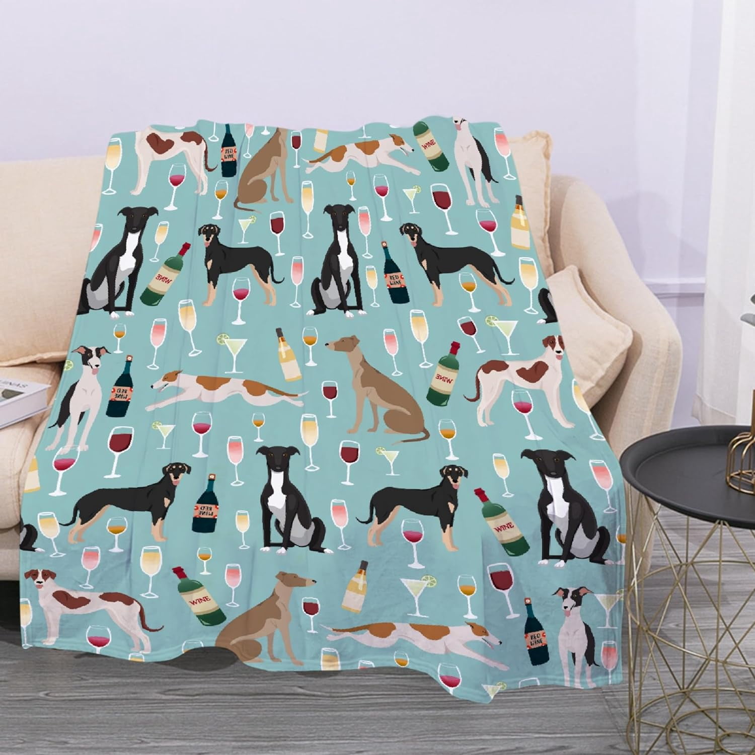 Cute Greyhound Dog Fleece Flannel Gift Blanket Lightweight Soft Throw Puppy Dog Lovers Gift Blanket for Women Men Funny Decoration Gift Blanket for Bed Couch Travel Outdoor 50''''x 60'''' for Teens