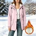 thumbnail image 5 of vdgthytj Fleece Jacket Women Waterproof Full Zip Button Drawstring Hooded Jackets Winter Warm Casual Rain Jacket with Pockets(X-Large,Pink), 5 of 7