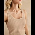 thumbnail image 4 of Camisetas Sin Mangas para Mujer, de Punto, con Cuello en U, Básicas e Informales de Verano. Caqui XS, 4 of 9