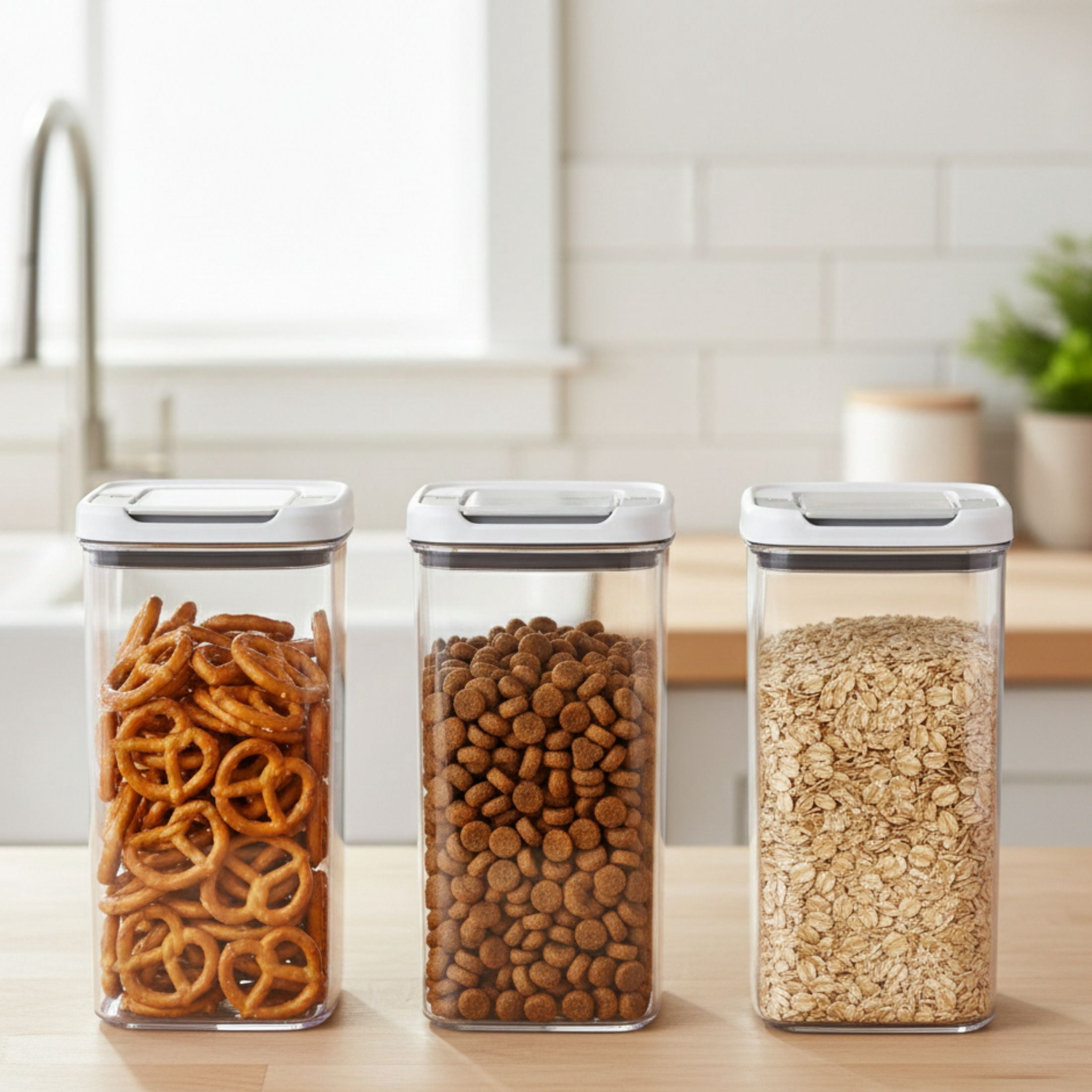 Felli Supreme-Tite Dry Airtight Stackable BPA-Free Food Storage Container, 155.6 oz, 3 Count