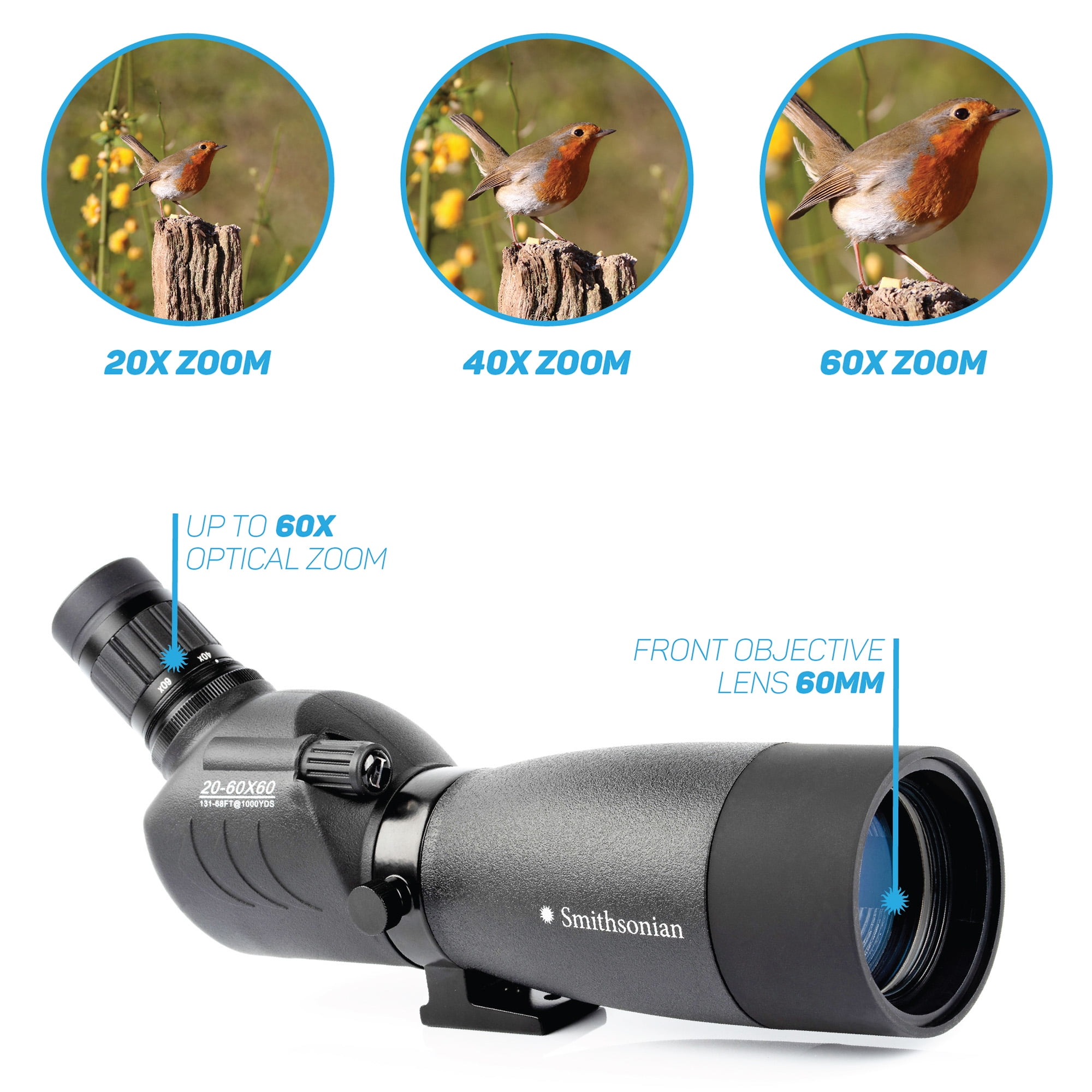 Omano Smithsonian Great Outdoors Spotting Scope Set w/ 20-60 x 60