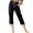383#Black, variant on Women Cotton Linen Elastic Waist Wide Leg Pants Summer Casual Beach Vacation Pants with Pockets Red 3XL