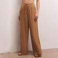 thumbnail image 2 of Lmnyox Cotton Linen Pants for Women Summer Wide Leg Drawstring Palazzo Pants Flowy Vacation Trousers, 2 of 7