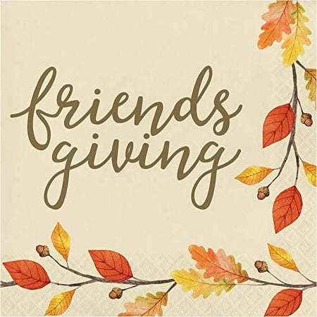 Friendsgiving Decorations Paper Napkins Thanksgiving Table Decor Rustic Farmhouse Fall Decor, Disposable Party Napkins 6.5" x 6.5" Pk 32
