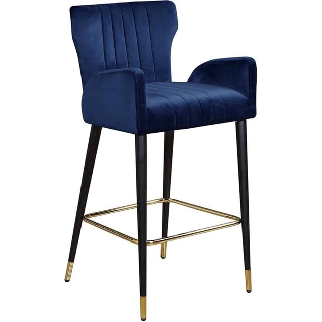 Meridian Furniture Luxe 28"H Velvet Counter Stool in Navy (Set of 2)