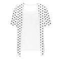 thumbnail image 5 of DeHolifer Women's Tops Novelty Printed Flat Collar Lightweight Fake Two Piece Short Sleeve Blouse Tops White M, 5 of 6