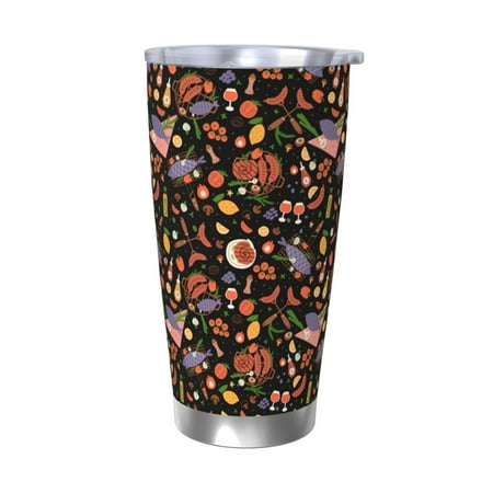 

Zeuib BBQ Party Printed 20oz Stainless Steel Insulated Car Cup Stainless Steel Thermal Cup Vacuum Insulated Leak-proof Travel Mug Cup-Without Straw