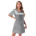 thumbnail image 4 of Alvivi Women Satin Nightgown V Neck Short Sleeve Nightdress Sleepwear M-XXL, 4 of 7