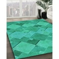 thumbnail image 2 of Ahgly Company Indoor Square Patterned Dark Turquoise Green Area Rugs, 7' Square, 2 of 6