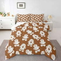 Manfei Girly Cartoon Dessert Bedding Comforter Set, Kawaii Gingerbread Man Twin Comforter Sets, Merry Christmas Reversible Bedding Set, Super Cozy Room Decor, 2-Piece