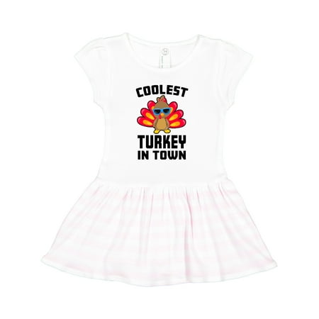 

Inktastic Thanksgiving Coolest Turkey in Town Gift Toddler Girl Dress