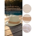 thumbnail image 6 of Gustave Straw Trilby Fedora Hat for Men Women Short Brim Panama Sun Hat Summer Breathable Beach Hat - Beige, 6 of 8