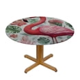 thumbnail image 3 of JEUXUS Watercolor Tropical Waterproof Table Cloth Round Cover, Outdoor Fitted Round Table cover with Elastic, Leaves Flamingos Oilcloth Table Covers for Party Dining, 3 of 7
