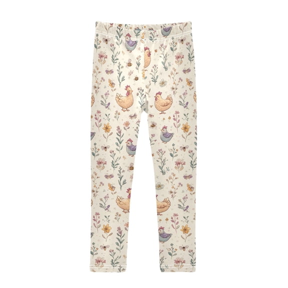 Cartoon Chicken Printed Leggings Yoga Pants for in 4t to 10t