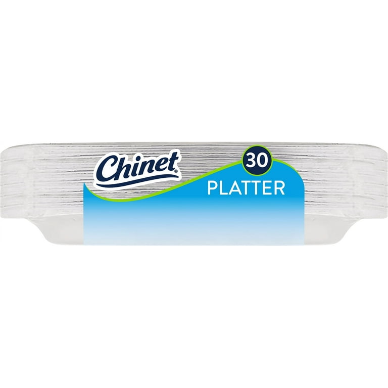 Chinet Classic® Premium Disposable Paper Platters, White, 12 ⅝ x 10, 30  Count 