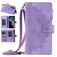 thumbnail image 1 of Nalacover for Samsung Galaxy S22 Ultra Embossed Floral Pattern PU Leather Crossbody Case with Shoulder Strap,Shockproof Magnetic Flip Stand Credit Card Slots Zipper Pocket Wallet Phone Case,Purple, 1 of 13