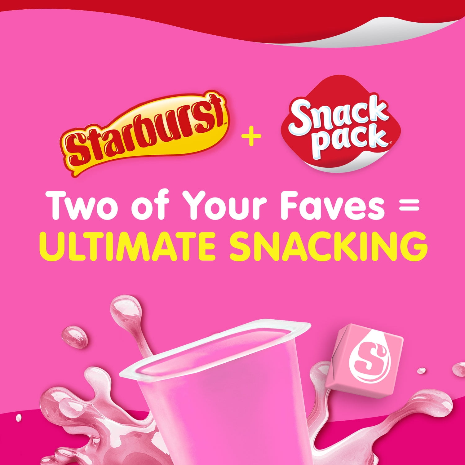 Snack Pack Pink STARBURST Flavored Juicy Gels Cups, 3.25 oz 6 Count