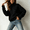 Black, variant on Turtleneck Pullover Sweaters For Women Long Sleeve Knit Tops Relaxed Fit Solid Color Ribbed Cuff Casual Sweater